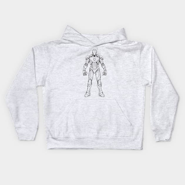 Ironman lineart Kids Hoodie by Drank